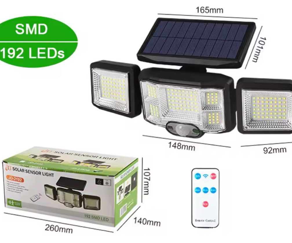 DI Lámpara Solar 3 Cabezas 192 Leds